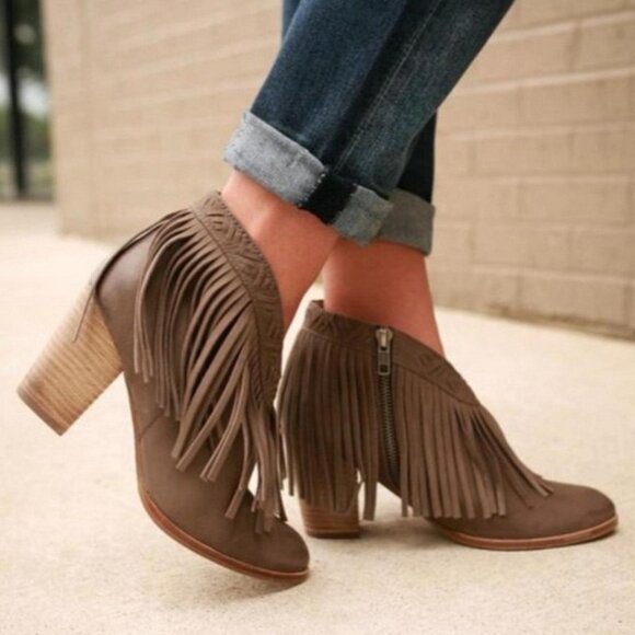 Anthropologie X Seychelles X Cory Lynn Calter NWOB 'World Tour" Fringe Booties - Picture 2 of 12